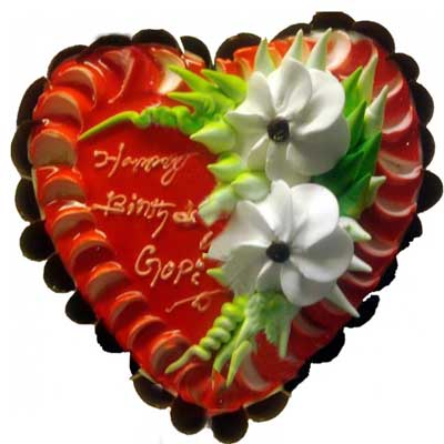 "Chocolate cake with cream flowers - 1.5kgs - Click here to View more details about this Product